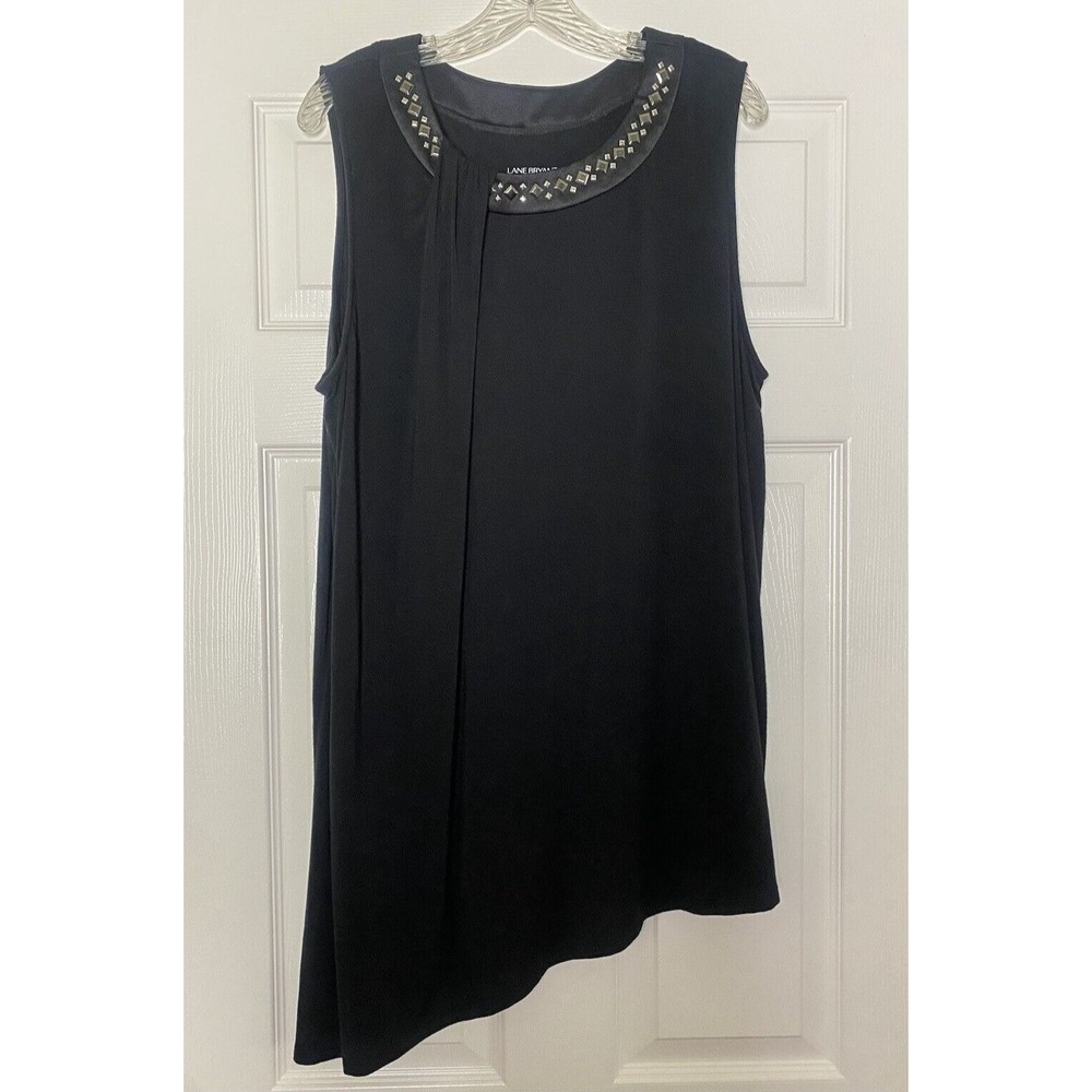 Lane Bryant Sleeveless Asymmetrical Black Tunic Top Size 18/20 Studded Stretchy